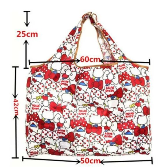 Hello Kitty Red Bow Foldable Shopping Tote – Waterproof & Reusable - Picture 2 of 2